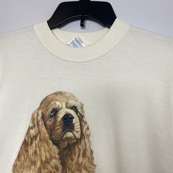 Vintage Gildan Sweatshirt‎ White Three Puppies Size M - Picture 6 of 11